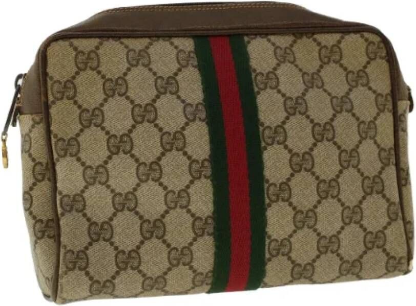 Gucci Vintage Pre-owned Canvas clutches Beige Dames