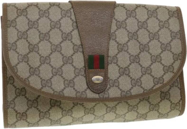 Gucci Vintage Pre-owned Canvas clutches Beige Dames