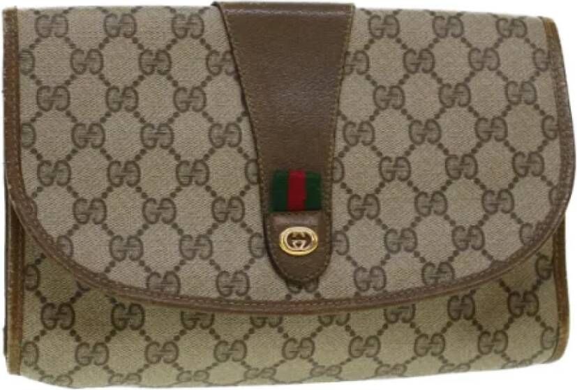 Gucci Vintage Pre-owned Canvas clutches Beige Dames
