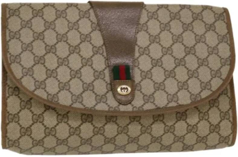 Gucci Vintage Pre-owned Canvas clutches Beige Dames