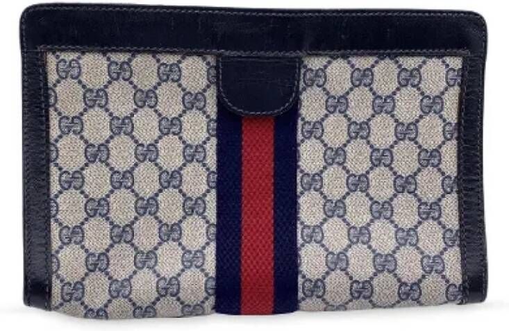 Gucci Vintage Pre-owned Canvas clutches Blauw Dames