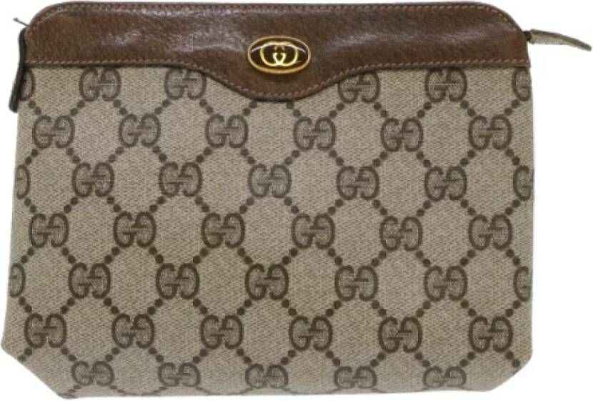 Gucci Vintage Pre-owned Canvas clutches Bruin Dames