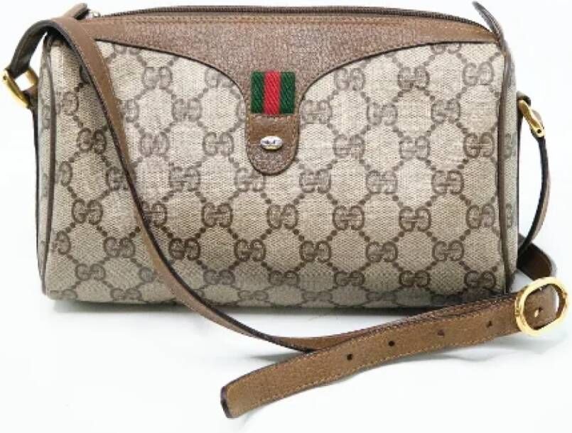 Gucci Vintage Pre-owned Canvas crossbody-bags Bruin Dames