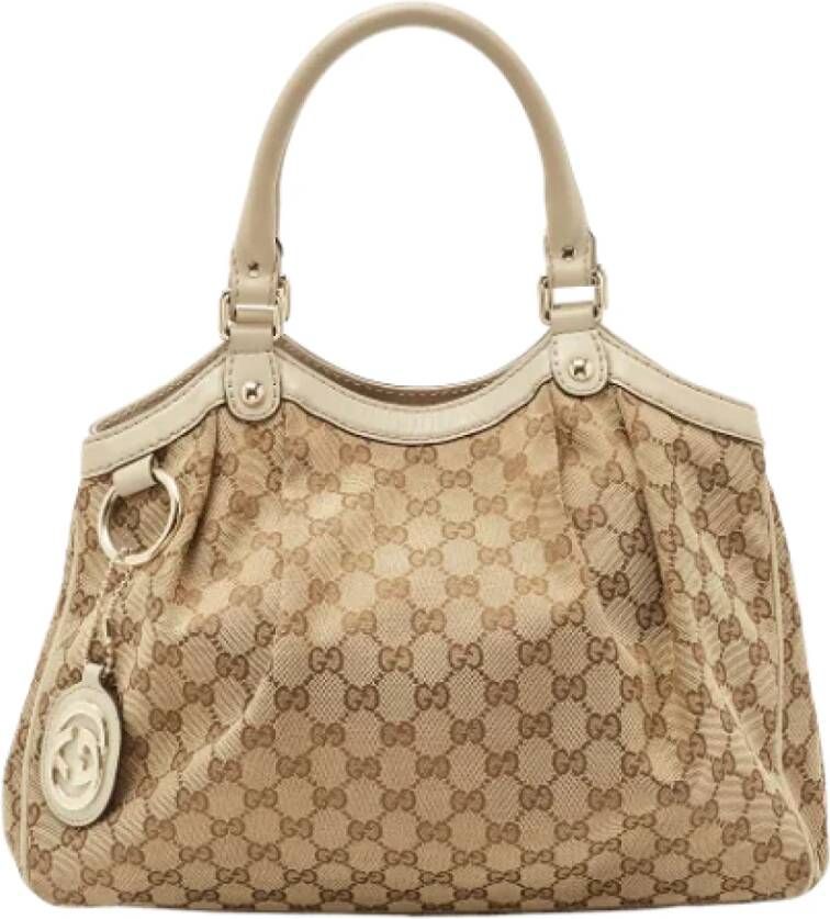 Gucci Vintage Pre-owned Canvas gucci-bags Beige Dames