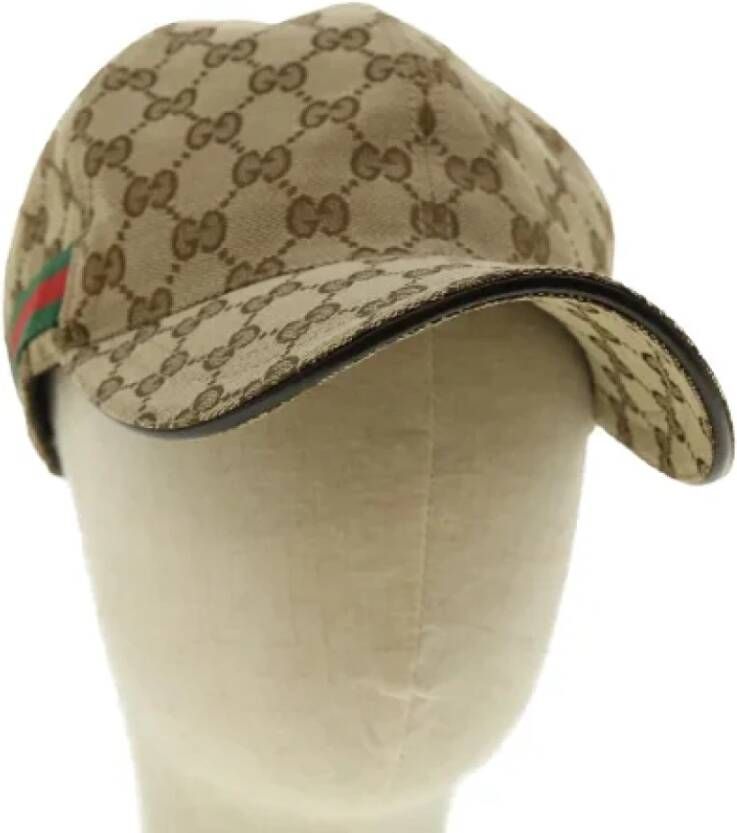 Gucci Vintage Pre-owned Canvas hats Beige Dames