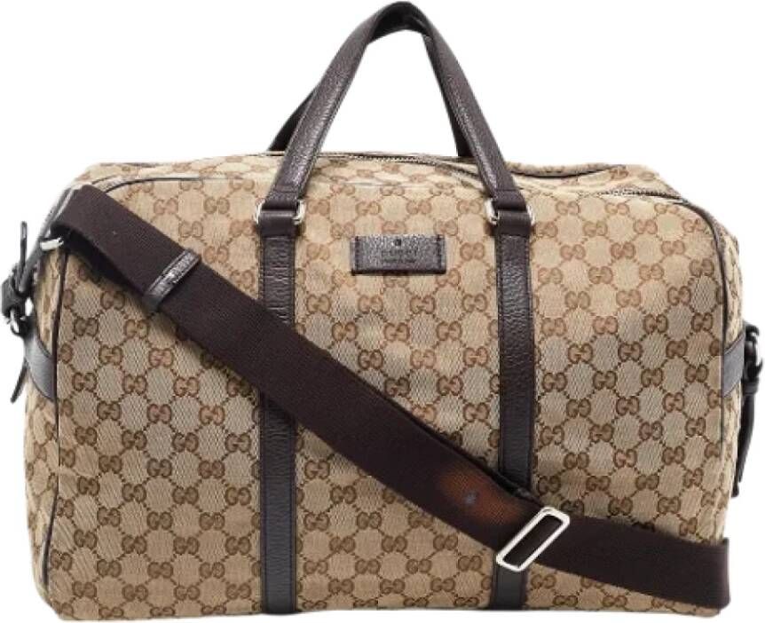 Gucci Vintage Pre-owned Canvas travel-bags Bruin Dames