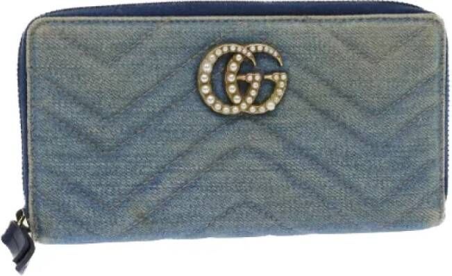 Gucci Vintage Pre-owned Canvas wallets Blauw Dames