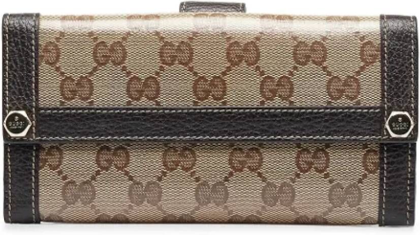Gucci Vintage Pre-owned Canvas wallets Bruin Dames