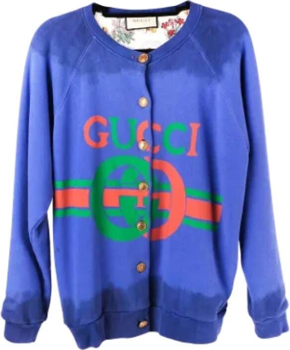 Gucci Vintage Pre-owned Cotton tops Blauw Dames