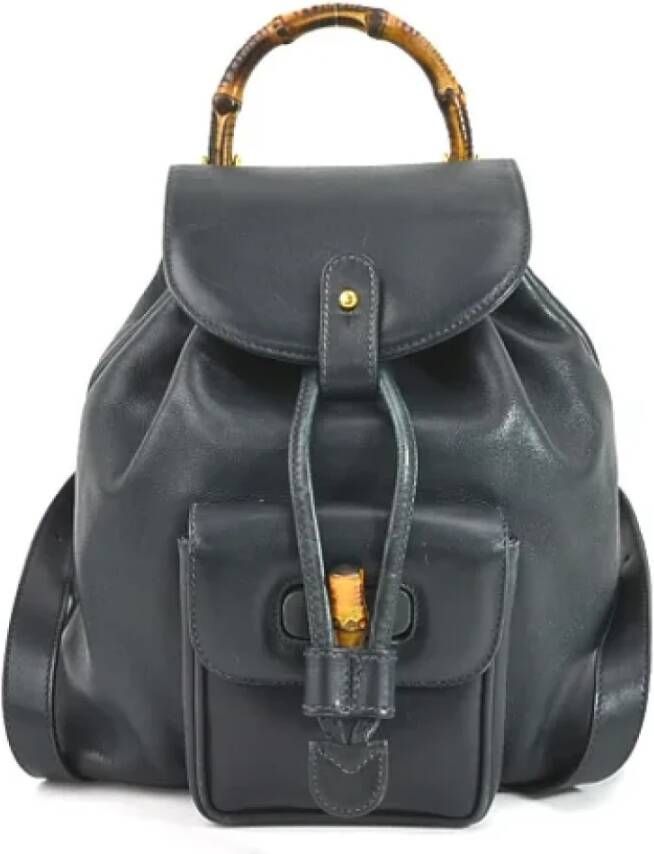 Gucci Vintage Pre-owned Leather backpacks Blauw Dames