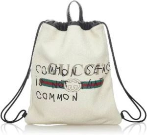 Gucci Vintage Pre-owned Leather backpacks Wit Dames