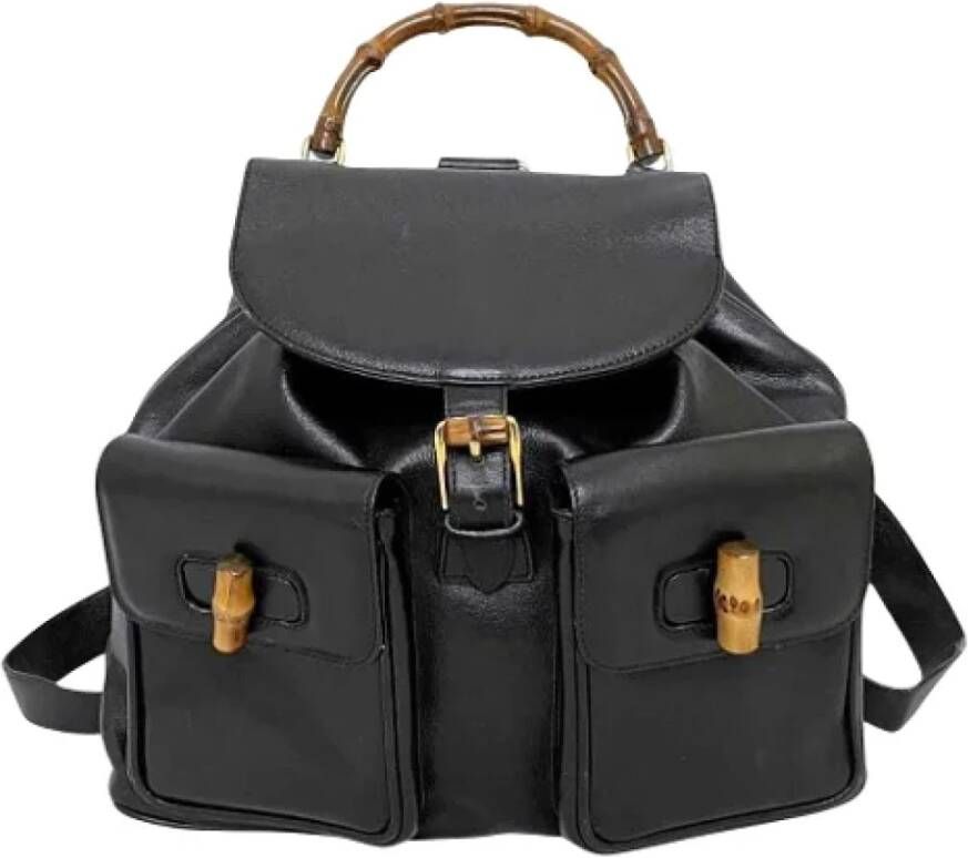 Gucci Vintage Pre-owned Leather backpacks Zwart Dames