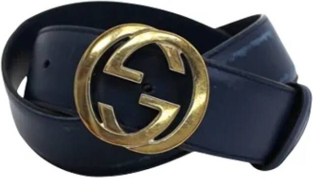 Gucci Vintage Pre-owned Leather belts Blauw Dames