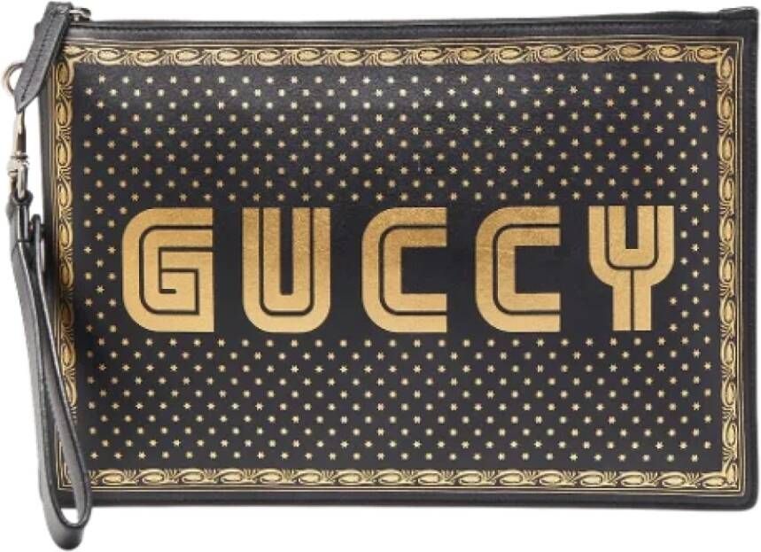 Gucci Vintage Pre-owned Leather clutches Zwart Dames