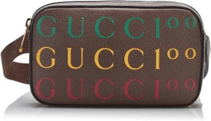 Gucci Vintage Pre-owned Leather crossbody-bags Bruin Dames