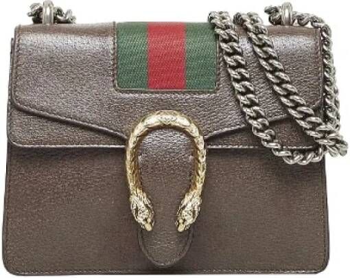 Gucci Vintage Pre-owned Leather crossbody-bags Bruin Dames