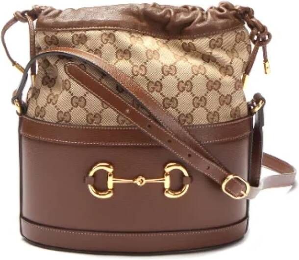 Gucci Vintage Pre-owned Leather crossbody-bags Bruin Dames