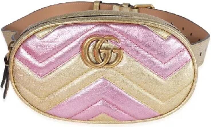Gucci Vintage Pre-owned Leather crossbody-bags Roze Dames