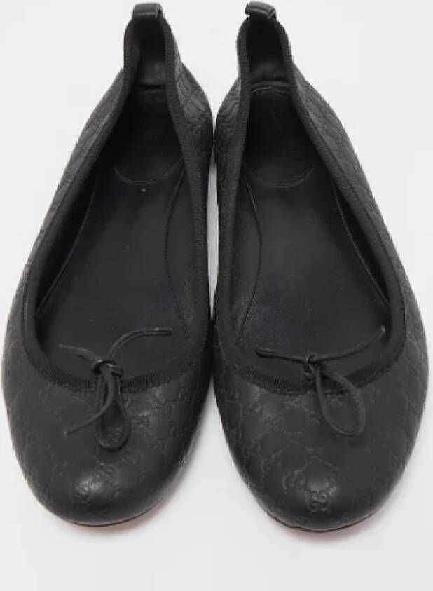 Gucci Vintage Pre-owned Leather flats Zwart Dames