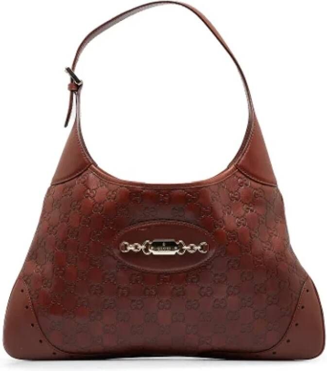 Gucci Vintage Pre-owned Leather gucci-bags Bruin Dames