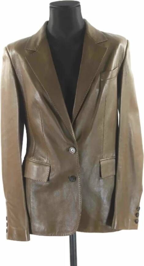 Gucci Vintage Pre-owned Leather outerwear Bruin Dames
