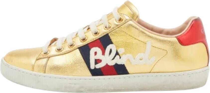 Gucci Vintage Pre-owned Leather sneakers Yellow Dames