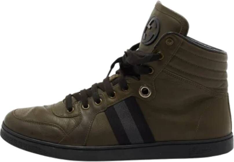 Gucci Vintage Pre-owned Leather sneakers Groen Heren