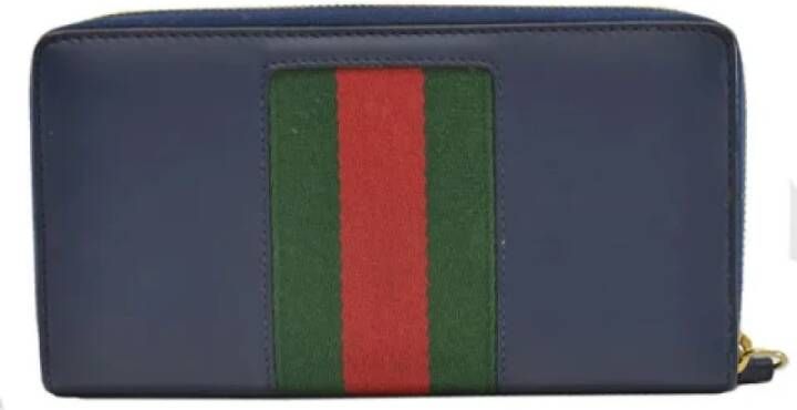 Gucci Vintage Pre-owned Leather wallets Blauw Dames