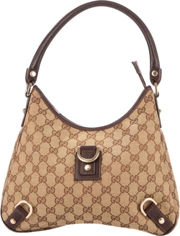 Gucci Vintage Pre-owned Shoulder Bag Small 3 D-Rings Abbey Hobo Beige Dames