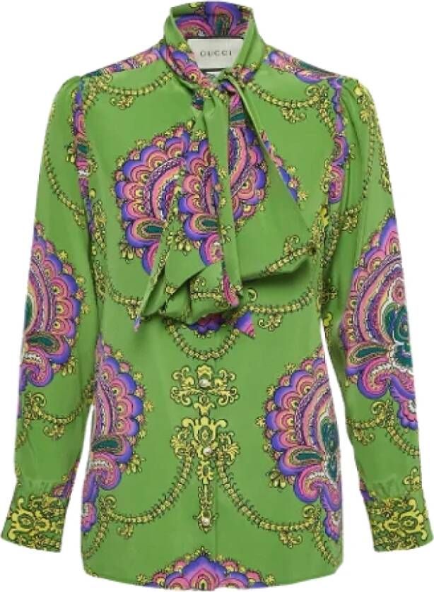 Gucci Vintage Pre-owned Silk tops Groen Dames