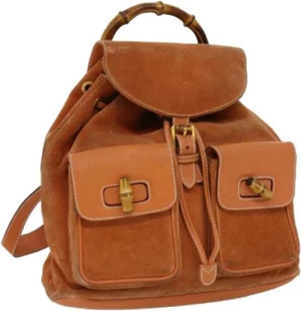 Gucci Vintage Pre-owned Suede backpacks Oranje Dames