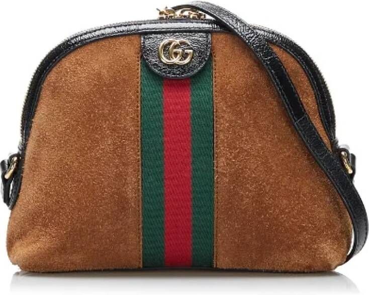 Gucci Vintage Pre-owned Suede crossbody-bags Bruin Dames