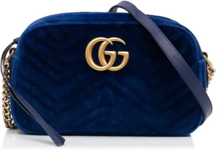 Gucci Vintage Pre-owned Velvet crossbody-bags Blauw Dames
