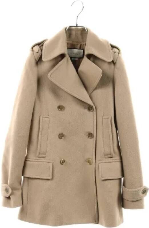Gucci Vintage Pre-owned Wool outerwear Beige Dames