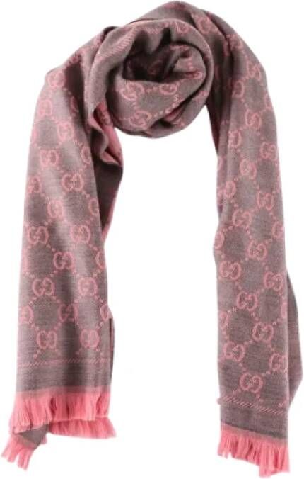 Gucci Vintage Pre-owned Wool scarves Roze Dames