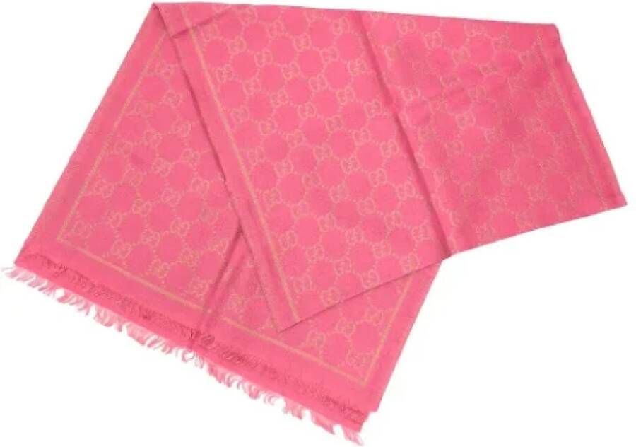 Gucci Vintage Pre-owned Wool scarves Roze Dames