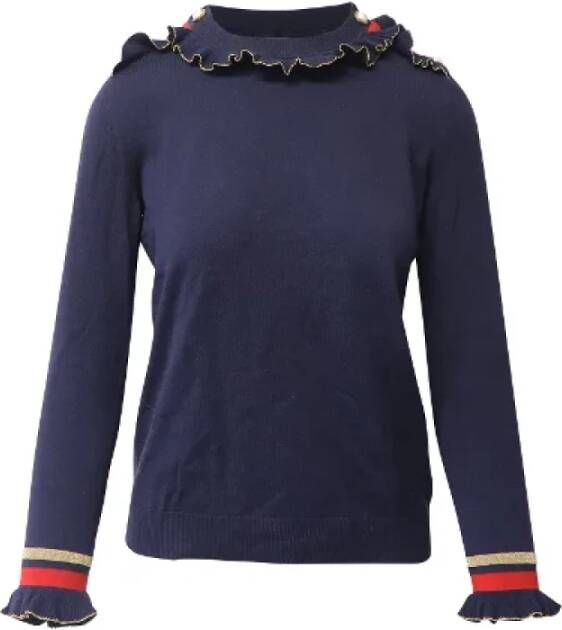Gucci Vintage Pre-owned Wool tops Blauw Dames