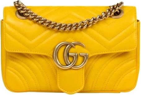 Gucci Vintage Preated Bag Marmont Mini Geel Dames