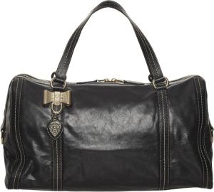Gucci Vintage Tweedehands Duchessa Leather Boston Bag Zwart Dames