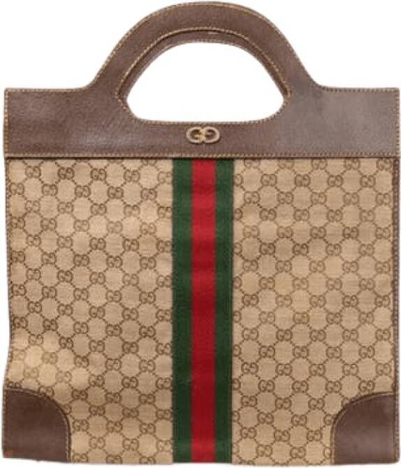 Gucci Vintage Tweedehands handtas Bruin Dames