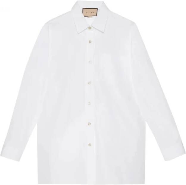 Gucci Witte Logo-Geborduurde Katoenen Overhemd White Dames