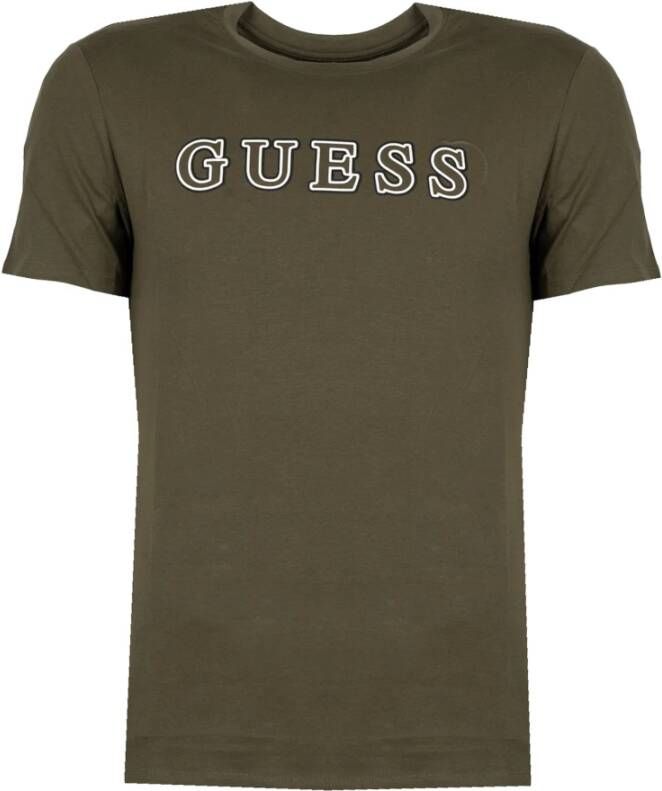 Guess Aansluitend Ronde Hals T-Shirt Groen Heren