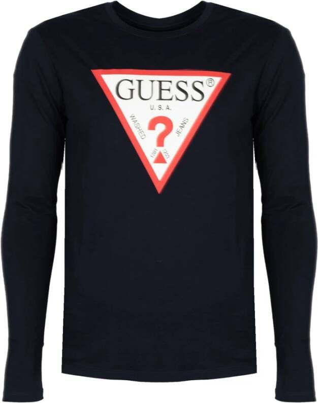 Guess Aansluitende Ronde Hals Longsleeve Blauw Heren