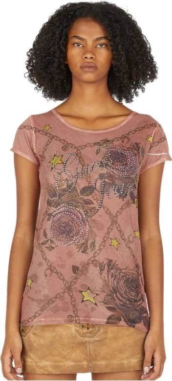 Guess Amerikaanse Frontier Star Wing T-Shirt Roze Dames