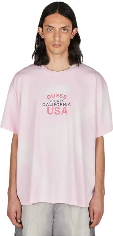 Guess Amerikaanse Spirit Grafisch T-shirt Roze Heren