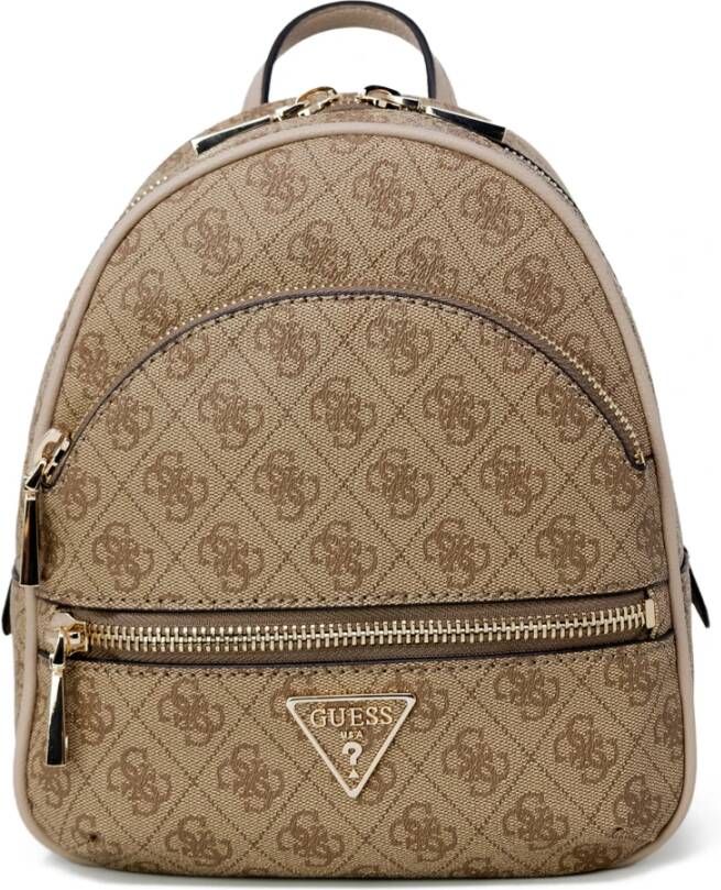 Guess Beige Print Handtas Rugzak Rits Beige Dames