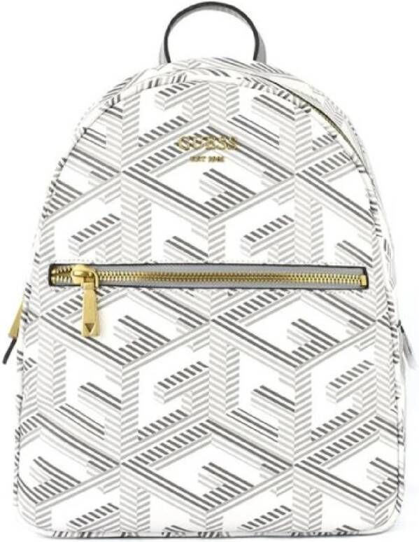 Guess Bedrukte Damesrugzak met Knoopsluiting White Dames