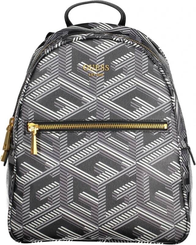 Guess Zwarte Polyurethaan Rugzak met Verstelbare Banden Black Unisex