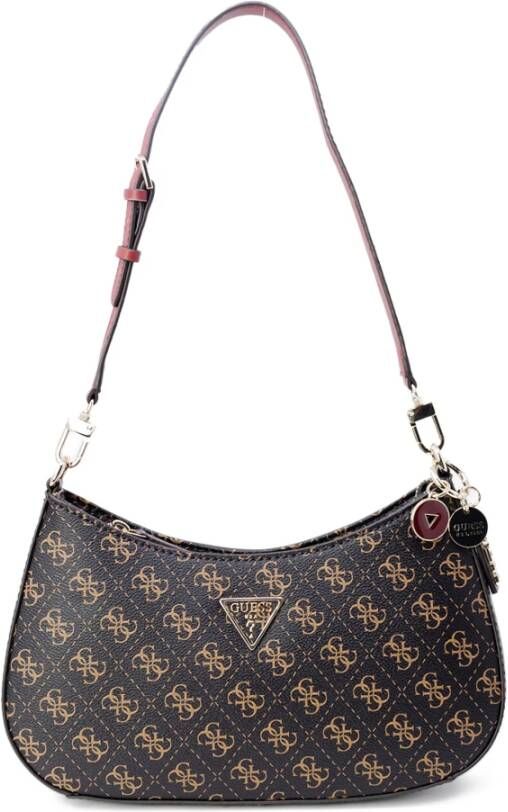 Guess Bruine leren handtas met gouden details Brown Dames