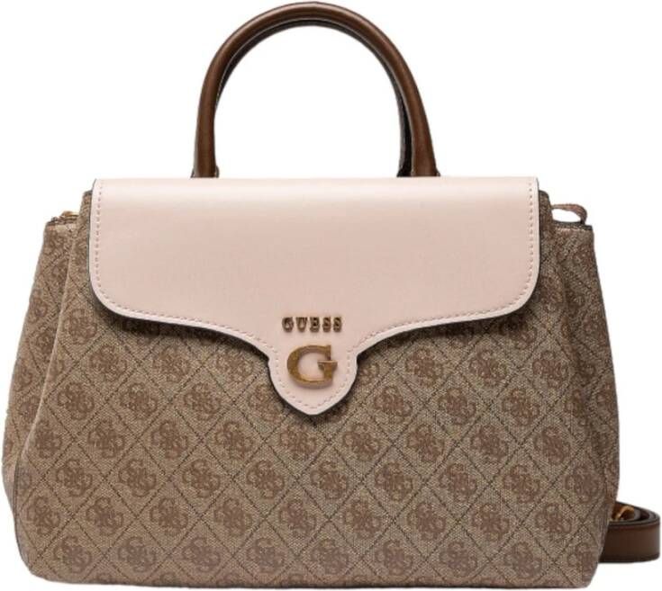 Guess Imitatieleren Tas met Metalen Logo Beige Dames